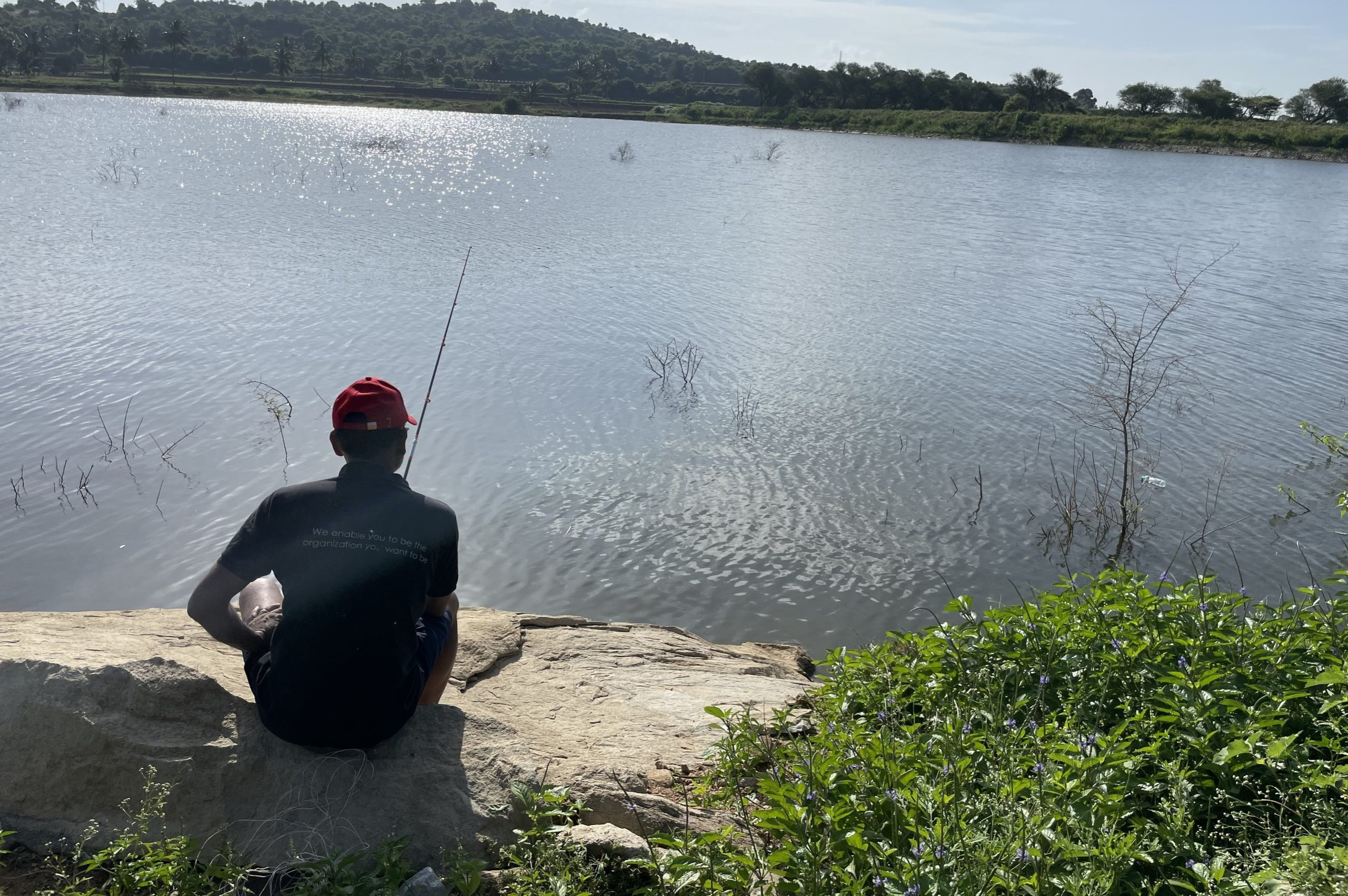 Fishing at the lake at Ecoland Farms