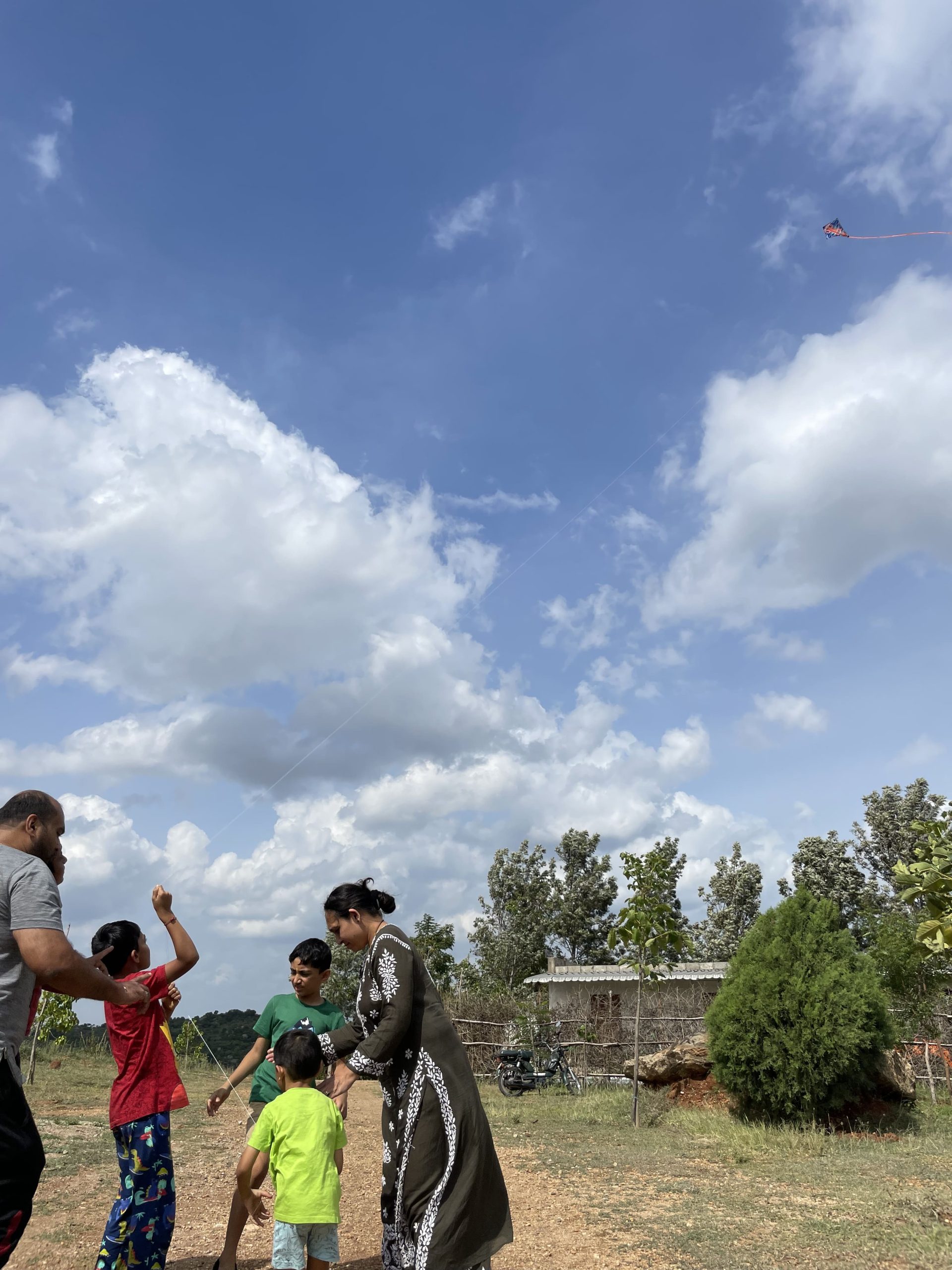 Family enjoying kite flying
